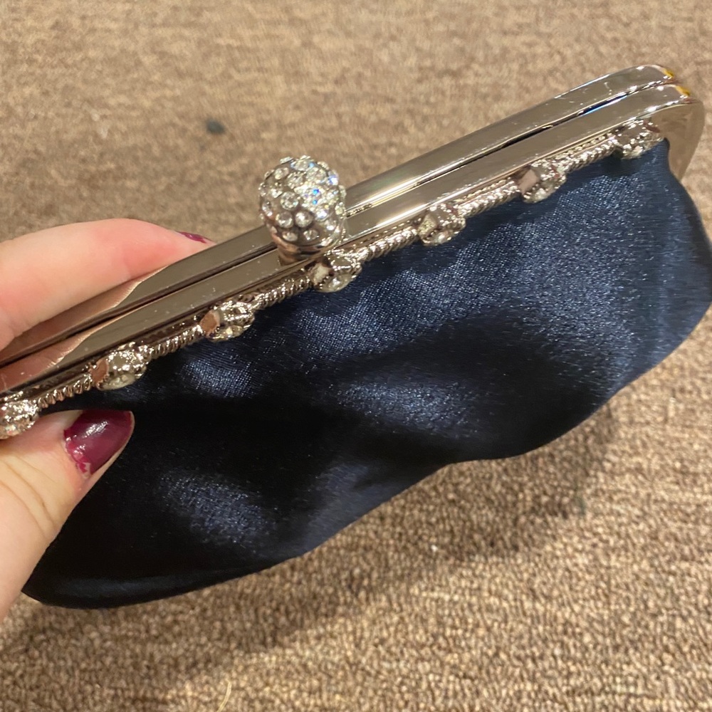 Navy blue Clutch with Rhinestone detail